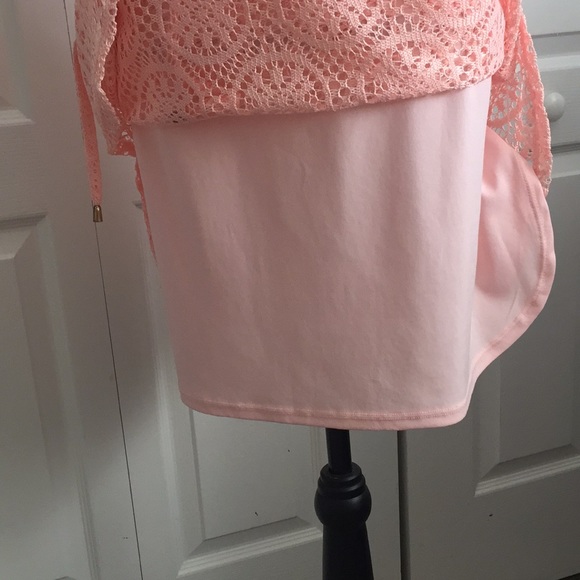 SLEEVELESS PEACH LACE DRESS - Picture 4 of 7
